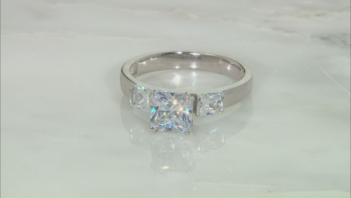 Cubic Zirconia Rhodium Over Silver Ring and Band 4.16ctw  (2.96 DEW) Video Thumbnail